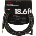Fender Deluxe Series Instrument Cable Black Tweed Açılı - 5.5 metre