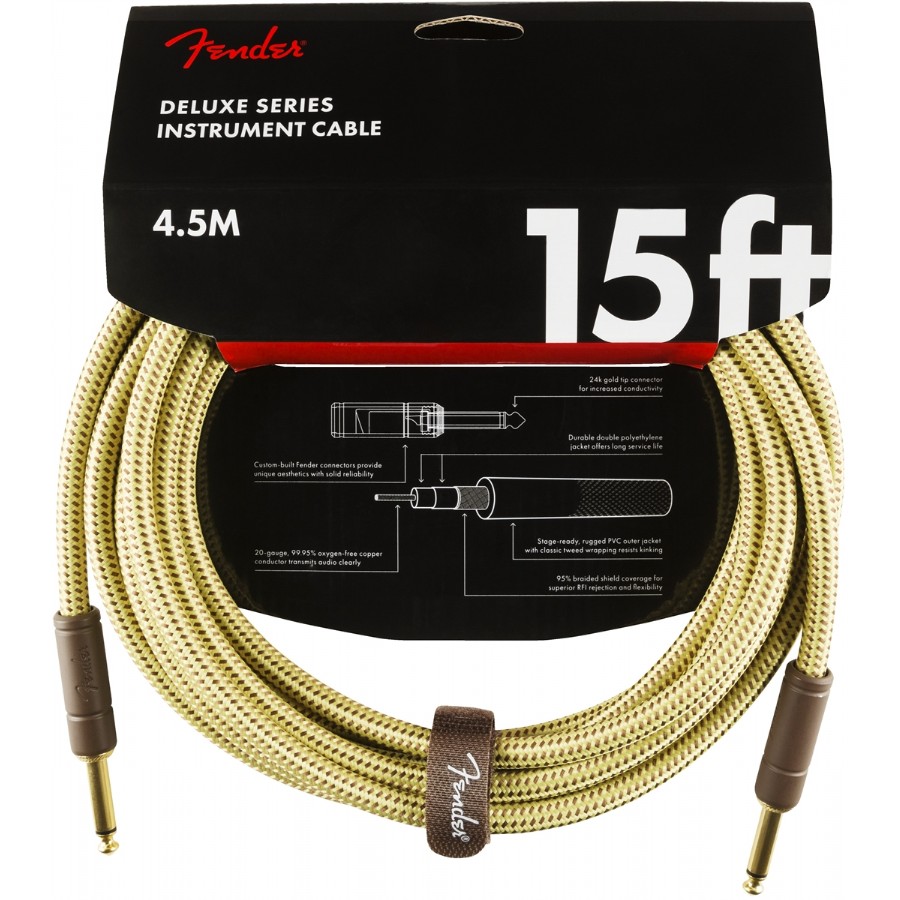 Fender Deluxe Series Instrument Cable Tweed - 4.5 metre Enstrüman Kablosu