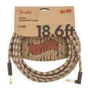 Fender Festival Hemp Instrument Cables 5.5 metre açılı - Brown Stripe