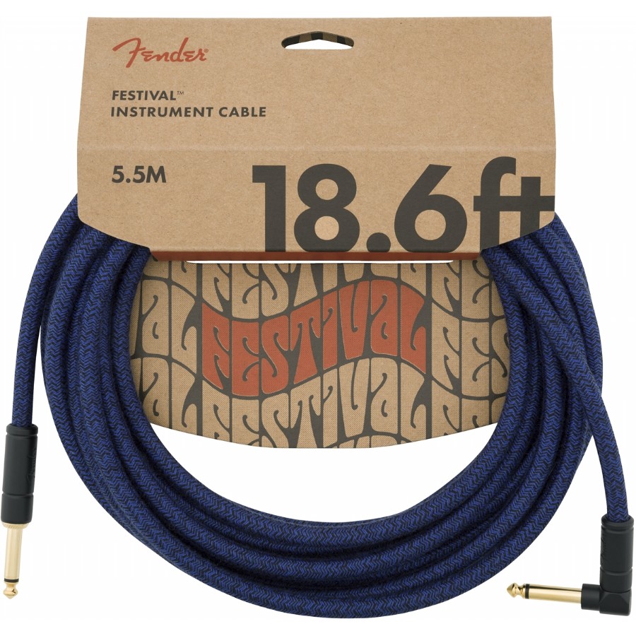 Fender Festival Hemp Instrument Cables 5.5 metre açılı - Blue Dream Enstrüman Kablosu