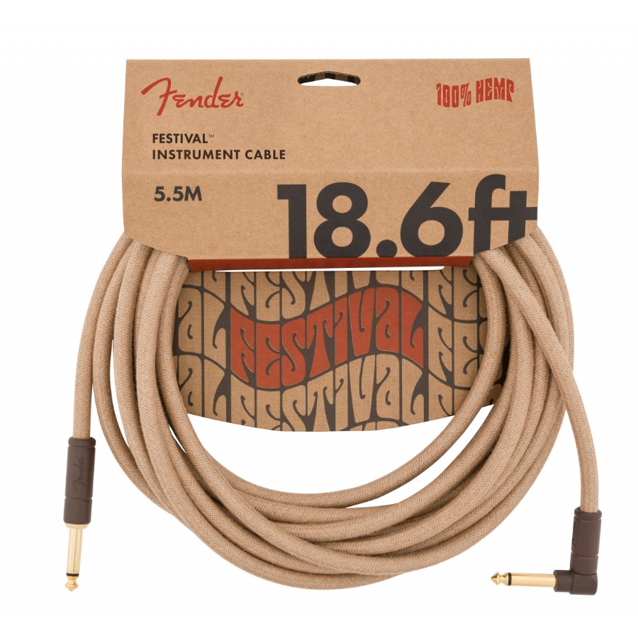 Fender Festival Hemp Instrument Cables 5.5 metre açılı - Natural Enstrüman Kablosu