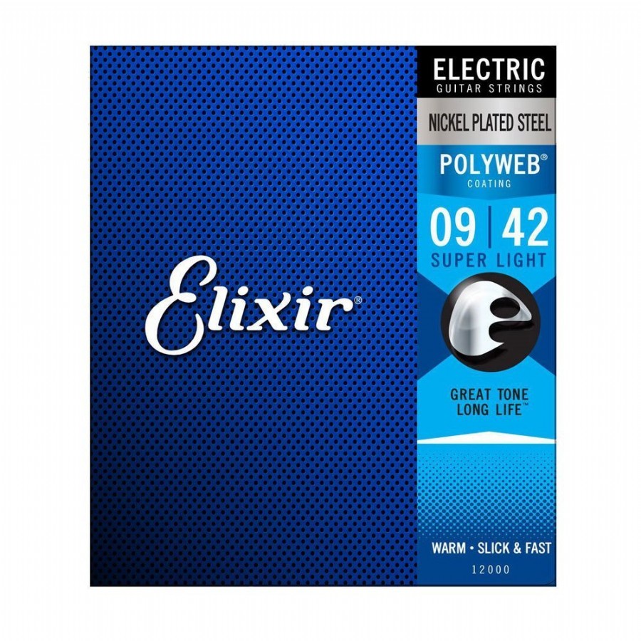 Elixir 12000 09-42 Polyweb Coated Nickel Plated Super Light Takım Tel Elektro Gitar Teli 009-042