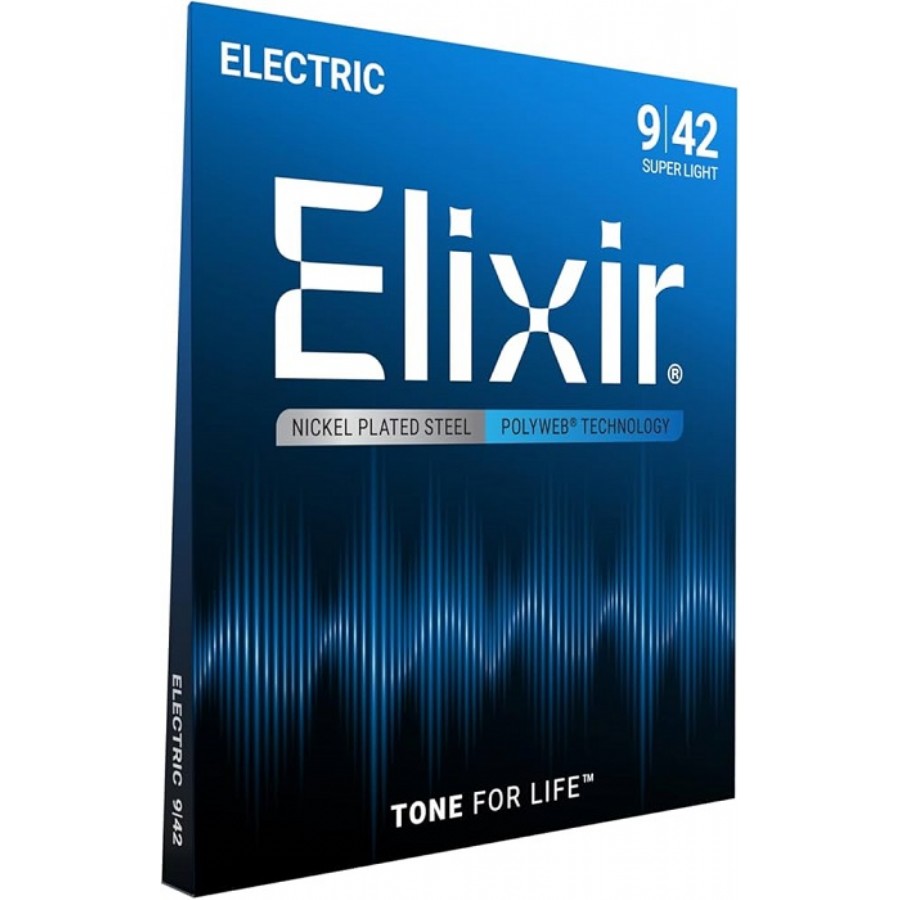 Elixir 12000 09-42 Polyweb Coated Nickel Plated Super Light Takım Tel Elektro Gitar Teli 009-042