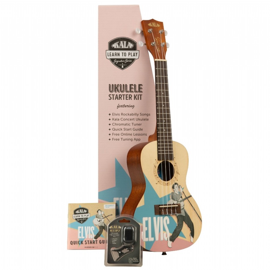 Kala Elvis Rockabilly Concert Ukulele Starter Kit Concert Ukulele Eğitim Seti