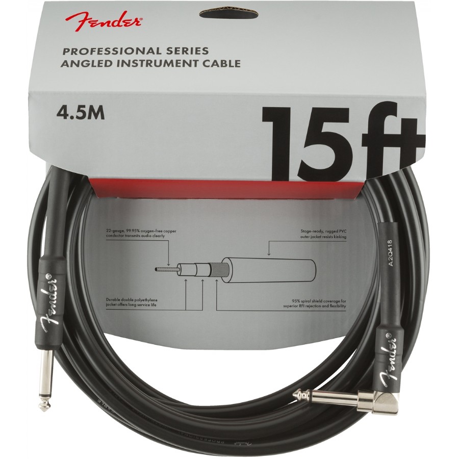 Fender Professional Series Instrument Cable 4.5 metre (Düz-Açılı) Enstrüman Kablosu