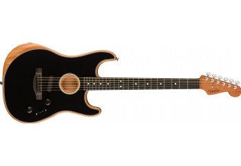 Fender American Acoustasonic Stratocaster Black - Ebony - Elektro Akustik Gitar