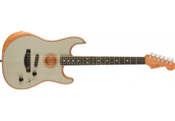 Fender American Acoustasonic Stratocaster Transparent Sonic Blue - Ebony - Elektro Akustik Gitar