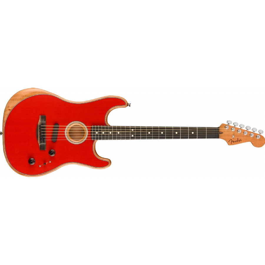 Fender American Acoustasonic Stratocaster Dakota Red - Ebony Elektro Akustik Gitar