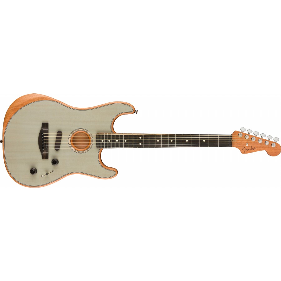 Fender American Acoustasonic Stratocaster Transparent Sonic Blue - Ebony Elektro Akustik Gitar