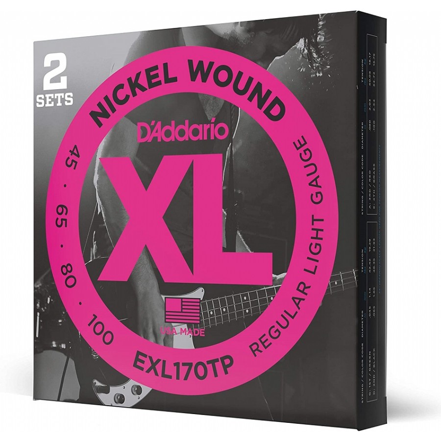 DAddario EXL170TP Round Wound Bass Guitar Strings 2-Pack Bas Gitar Teli 045 (2 Set)