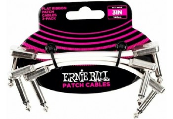Ernie Ball P06384 Flat Ribbon Patch Cable White 3 Pack White - Pedal Ara Kablosu (7.62 cm)