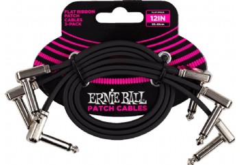 Ernie Ball P06222 Flat Ribbon Pedalboard Patch Cable (3-pack) - Pedal Ara Kablosu (30cm)