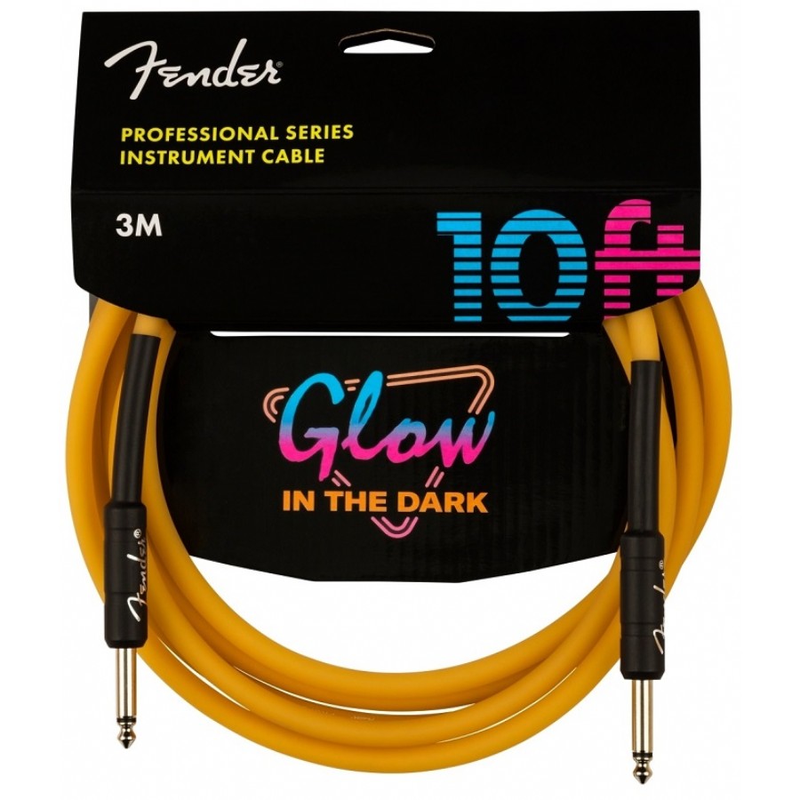 Fender Pro Glow in the Dark Cables Orange - 3 metre Enstrüman Kablosu