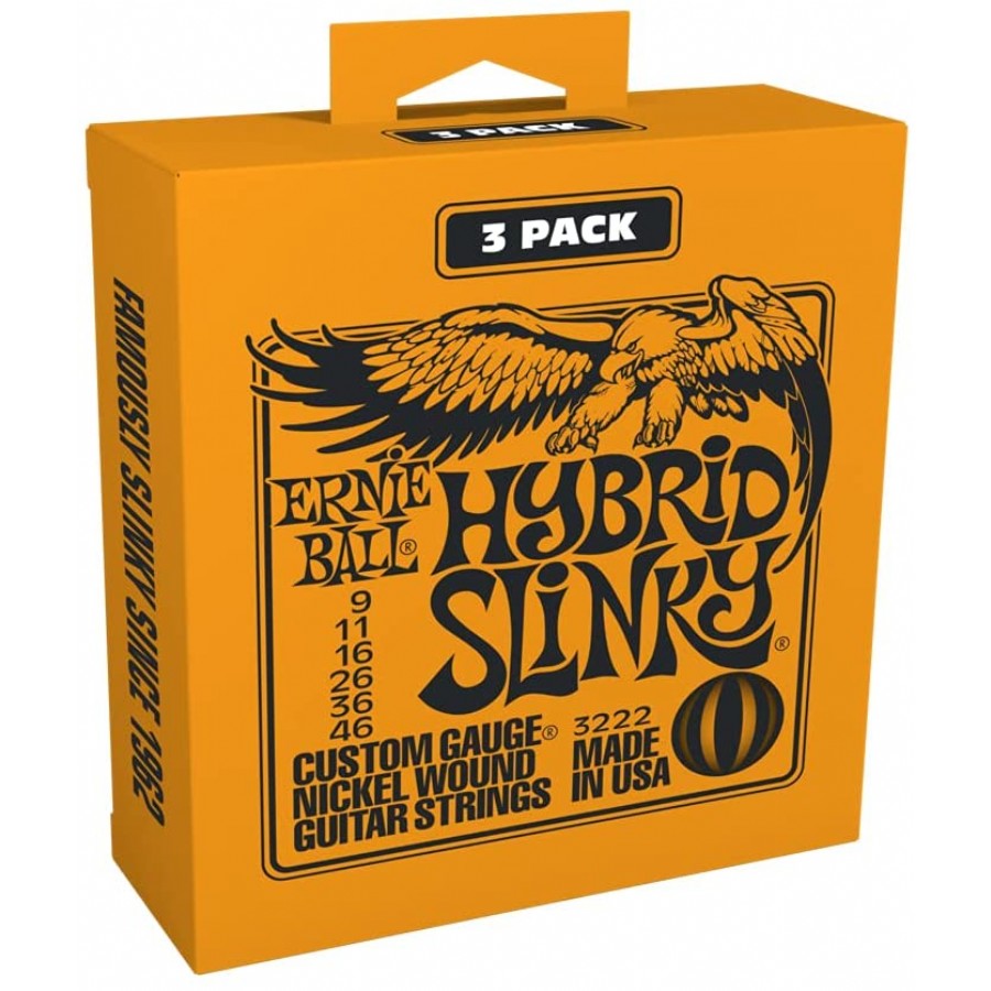 Ernie Ball P03222 9-46 Hybrid Slinky Electric 3-Pack Takım Tel Elektro Gitar Teli 09-46 (3 Set)