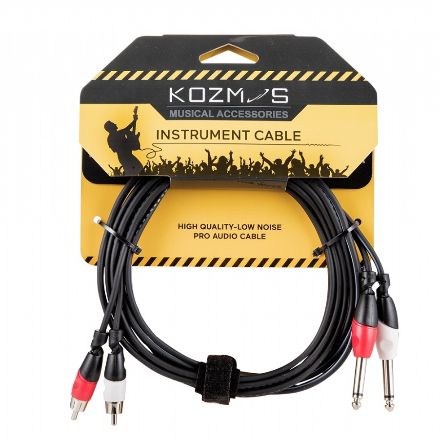 Kozmos KCL-158-3M 2x6.35 mm. Mono (Erkek) - 2xRCA (Erkek) (3mt)