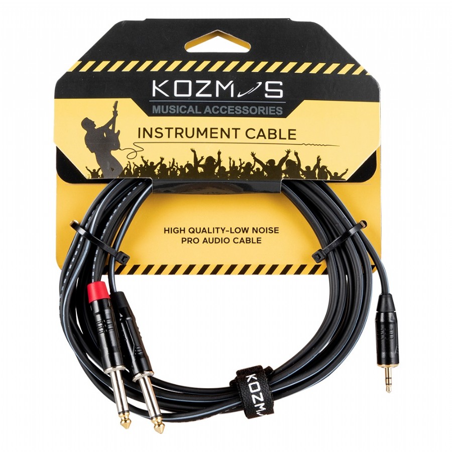 Kozmos KCL-333-3M 3.5MM TRS Plug - 2x 1/4 Plug Y-kablo (3mt)