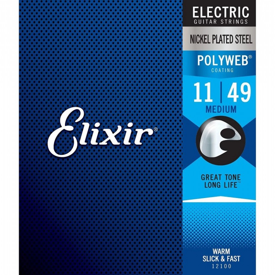 Elixir 12100 Polyweb Medium Electric Guitar Strings Takım Tel Elektro Gitar Teli 011-049