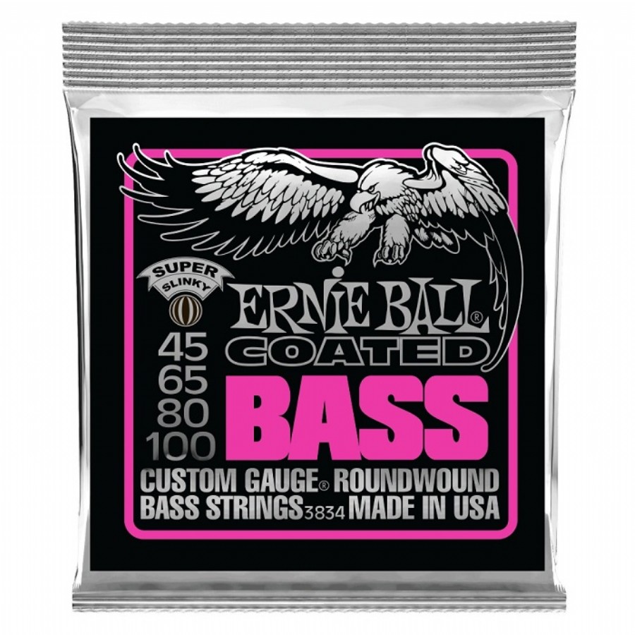 Ernie Ball P03834 Super Slinky Nickel Wound Coated Electric Bass Strings Takım Tel Bas Gitar Teli 45-100