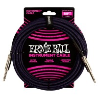 Ernie Ball Braided Instrument Cable Straight/Straight- Purple/Black P06395 - (5.49m)