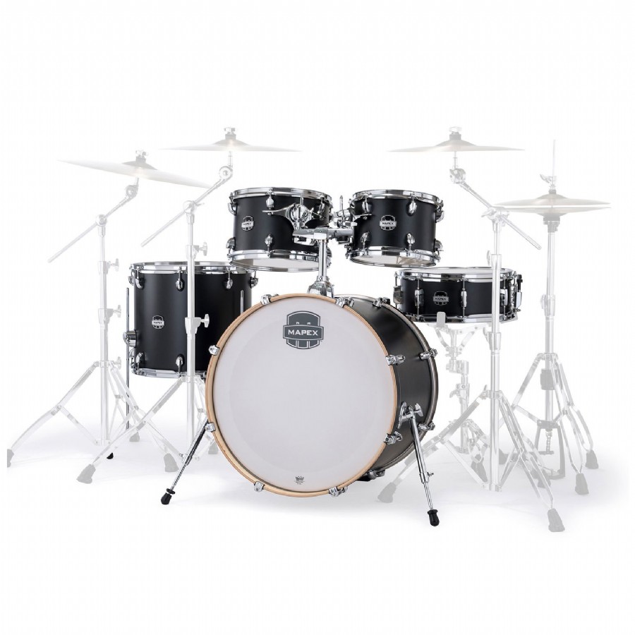 Mapex MM529SF Mars Maple 5-Piece Rock Shell Pack Matte Black (KD) Akustik Davul Seti