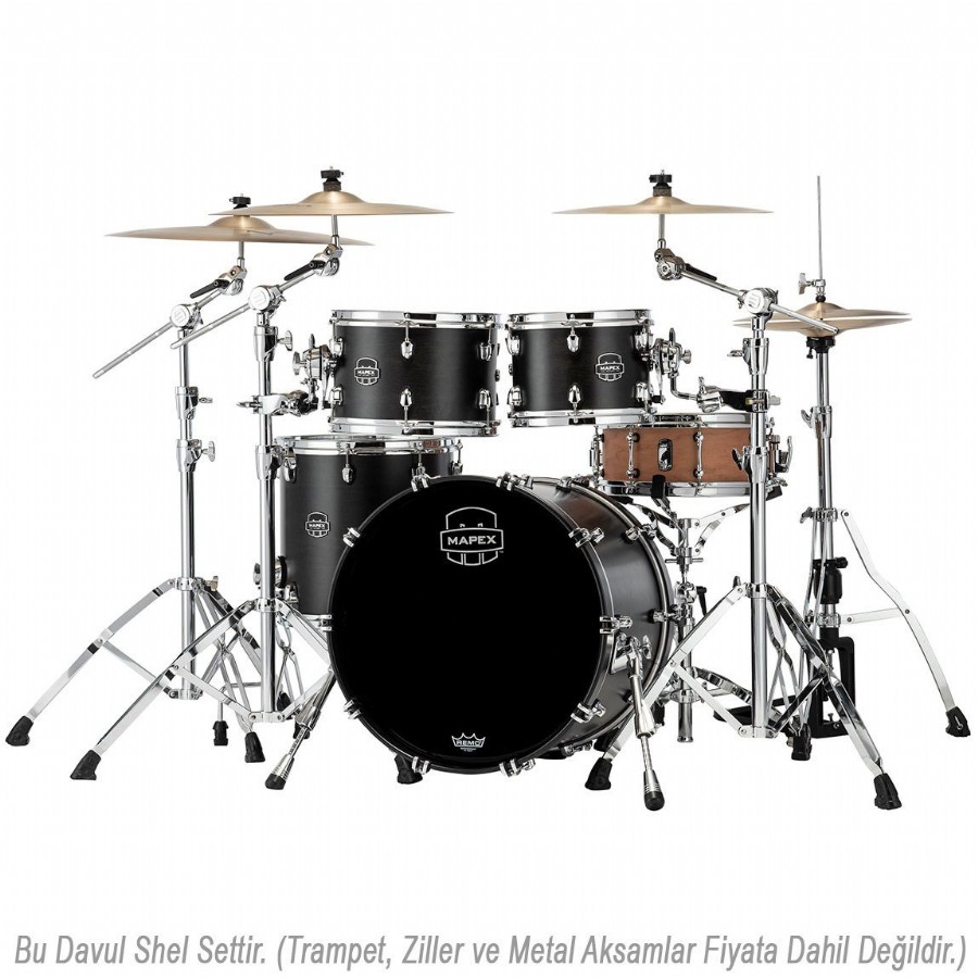 Mapex SR504X Saturn Fusion 4-Piece Shell Pack Satin Black (FB) Akustik Davul Seti