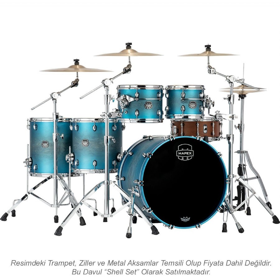 Mapex SE628XB Saturn Evolution Workhorse Birch 5-Piece Shell Pack Azure Burst Lacquer (PT) Akustik Davul Seti