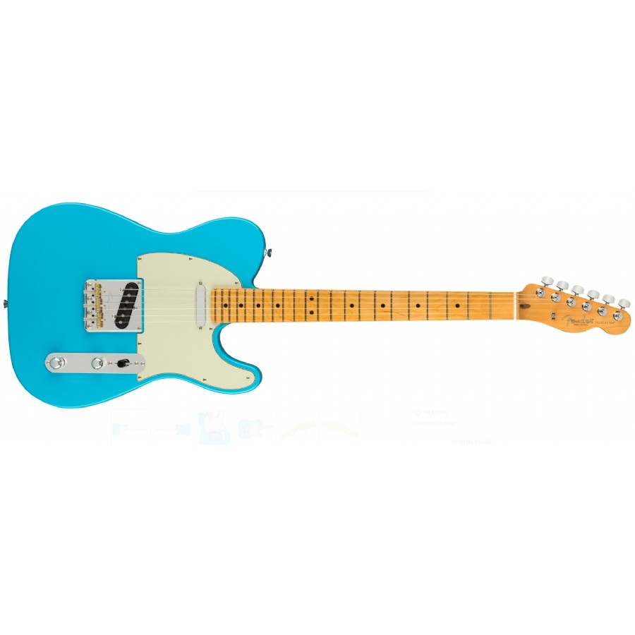 Fender American Professional II Telecaster Maple - Miami Blue Elektro Gitar