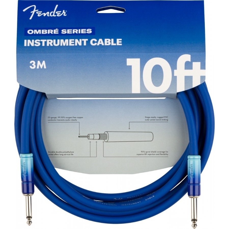 Fender Ombré Instrument Cables Belair Blue 3 Metre Enstrüman Kablosu