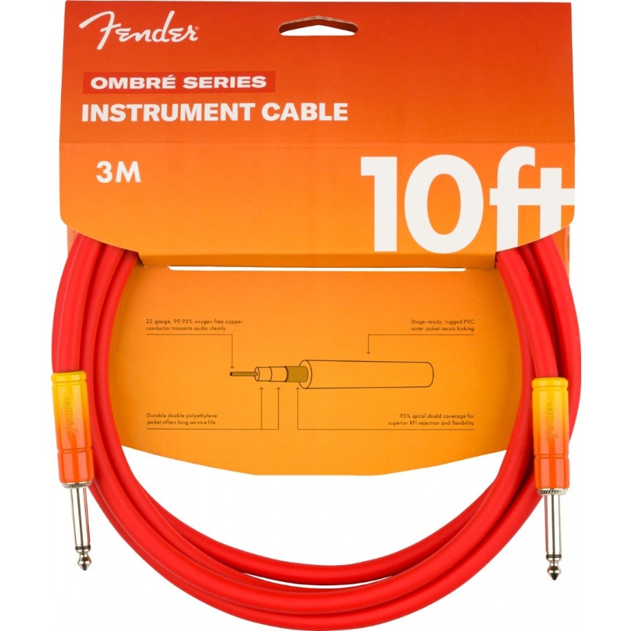 Fender Ombré Instrument Cables Tequila Sunrise 3 Metre Enstrüman Kablosu