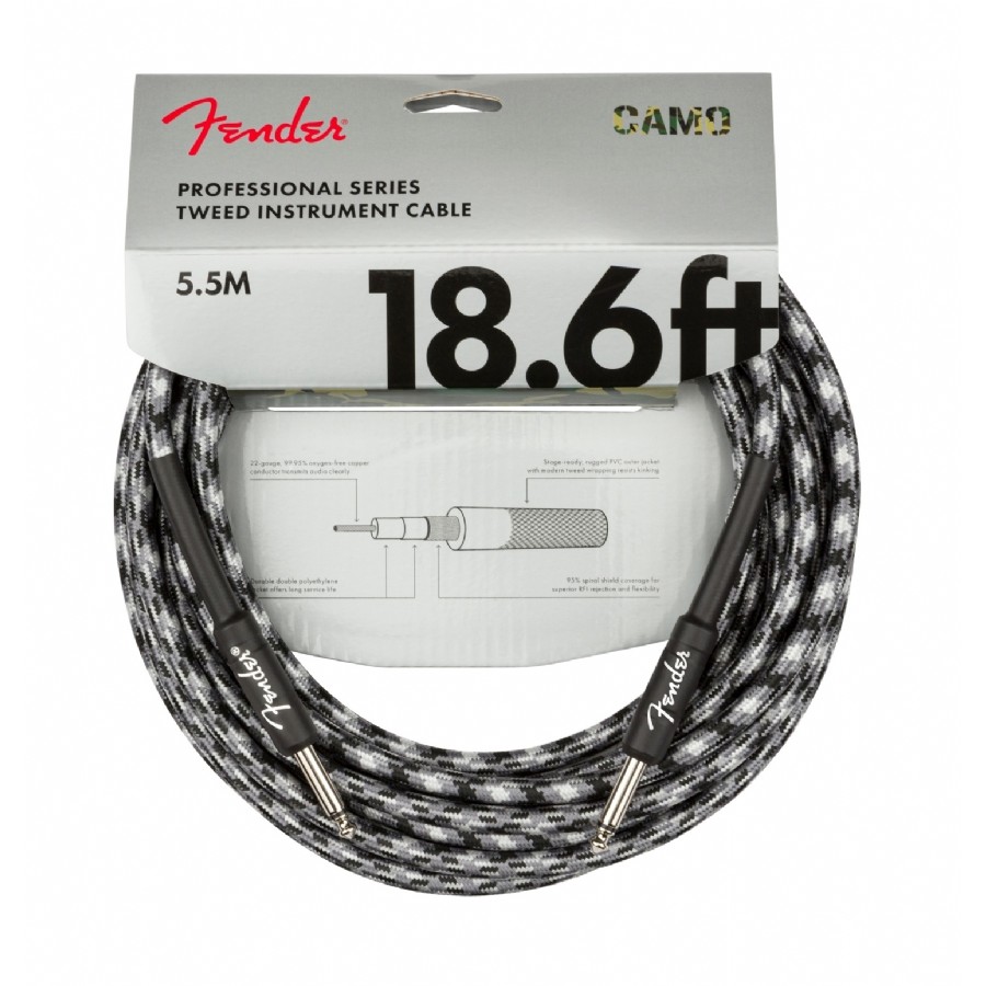 Fender Professional Series Camo Instrument Cables Winter Camo - 5.5 metre Enstrüman Kablosu