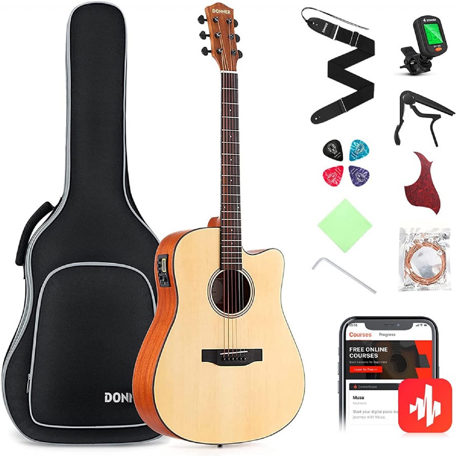 Donner DAG-1CE Natural Akustik Gitar Paketi