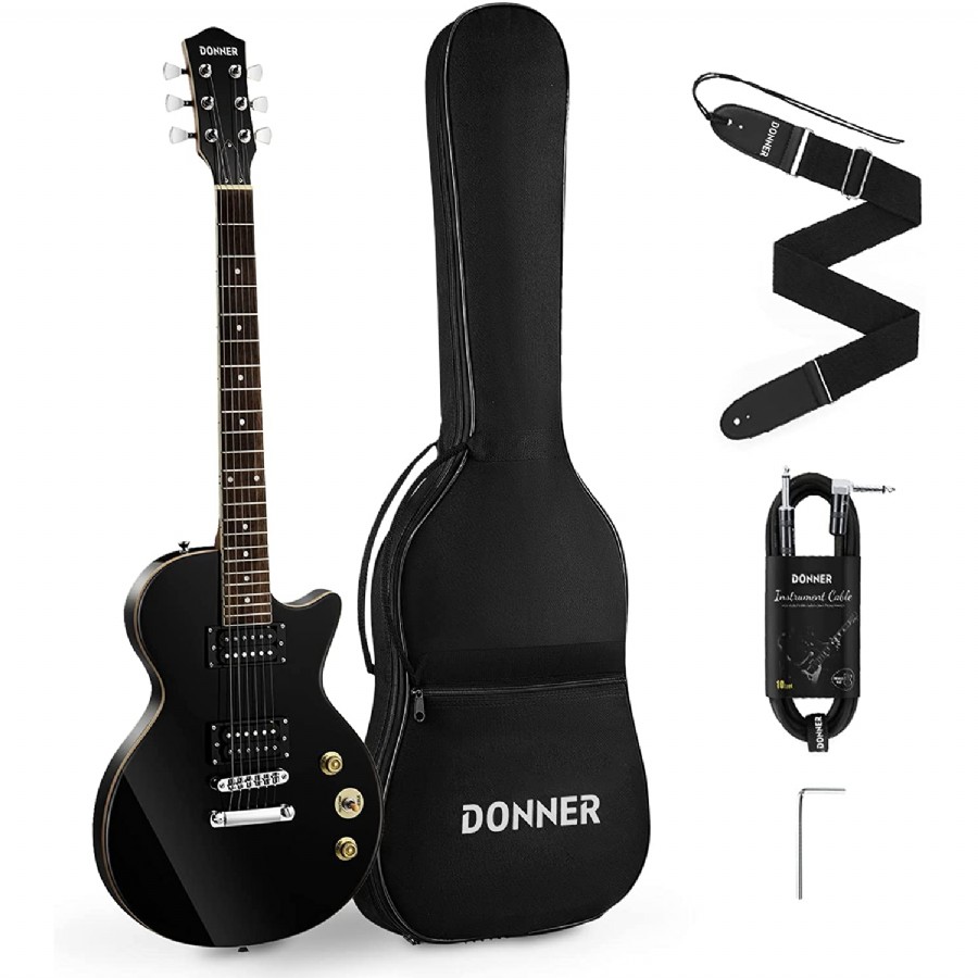 Donner DLP-124B LP Black Elektro Gitar Seti