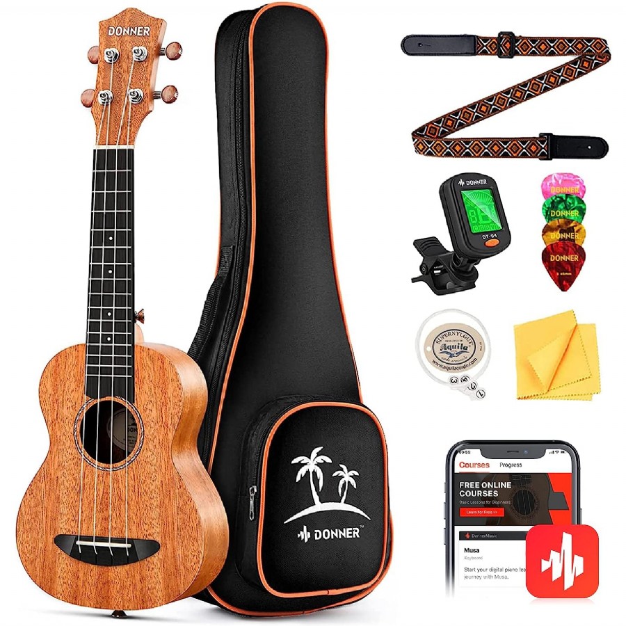 Donner DUS-100 Natural Soprano Ukulele Seti