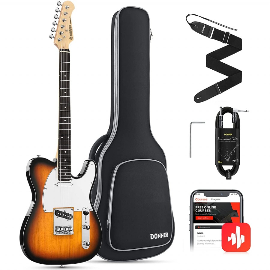 Donner DTC-100S Telecaster Sunburst Elektro Gitar Paketi