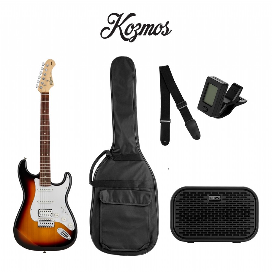 Kozmos KGP-STG20HSS UNIQUE-MINI 10W 3TS - 3Tone Sunburst Elektro Gitar Seti