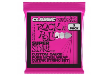 Ernie Ball P03253 -  Super Slinky Classic RnR Pure Nickel 9-42 Elektro Tel Seti 3lü Paket