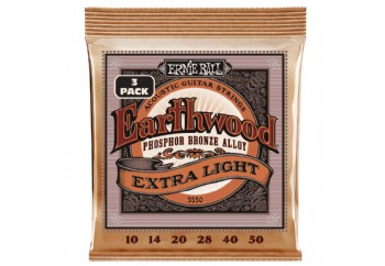 Ernie Ball P03550 Earthwood Extra Light 80/20 Phosphor Bronze - Akustik Gitar Teli 010-50 (3'lü Set)