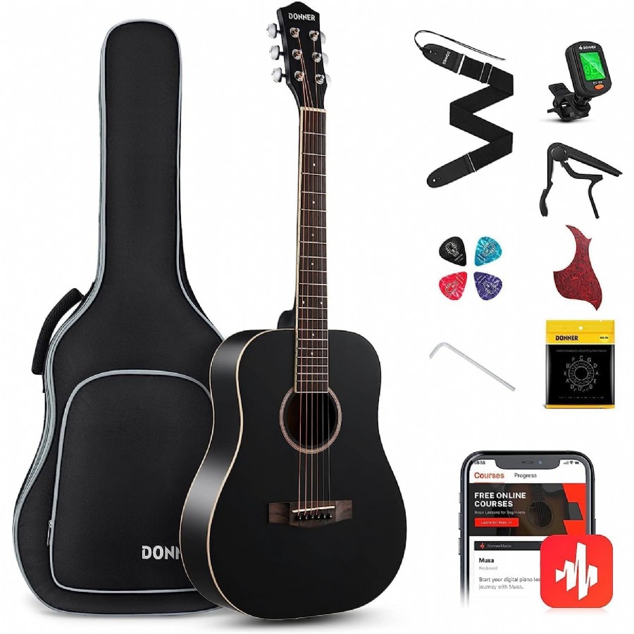 Donner EC983 Black 3/4 Akustik Gitar Seti