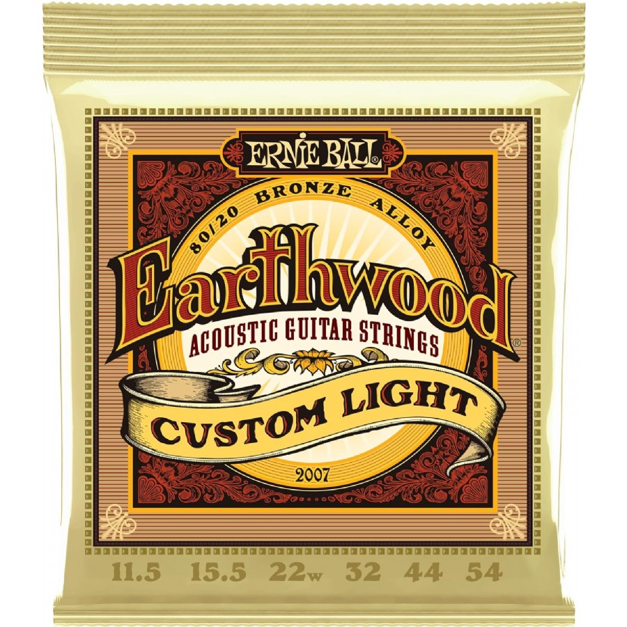 Ernie Ball P02007 Custom Light Earthwood 80/20 Bronze Takım Tel Akustik Gitar Teli 11.5-54