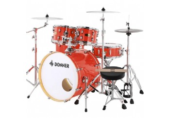 Donner DDS-520 Full Size Acoustic Drum Kit 5-Piece Kırmızı - Akustik Davul
