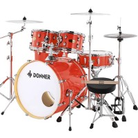 Donner DDS-520 Full Size Acoustic Drum Kit 5-Piece Kırmızı