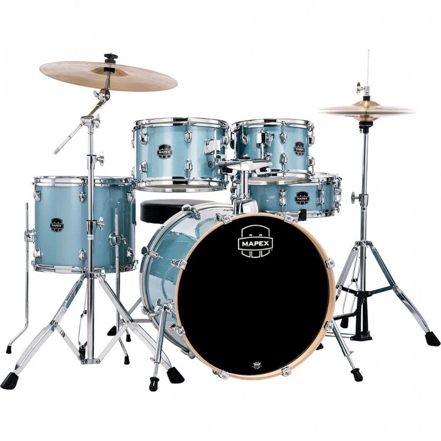 Mapex VE5044FTC Venus 5-piece Fusion Complete Drum Set Aqua Blue Sparkle Akustik Davul