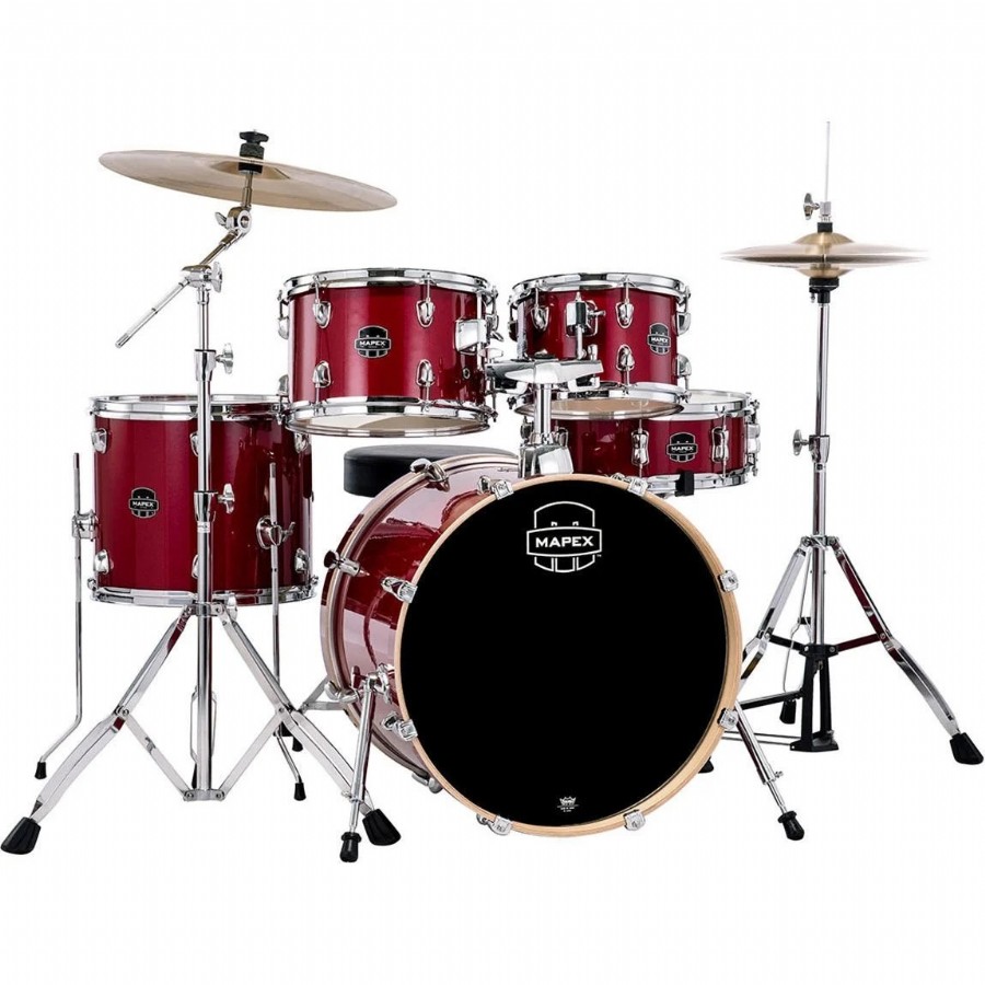 Mapex VE5044FTC Venus 5-piece Fusion Complete Drum Set Crimson Red Sparkle Akustik Davul