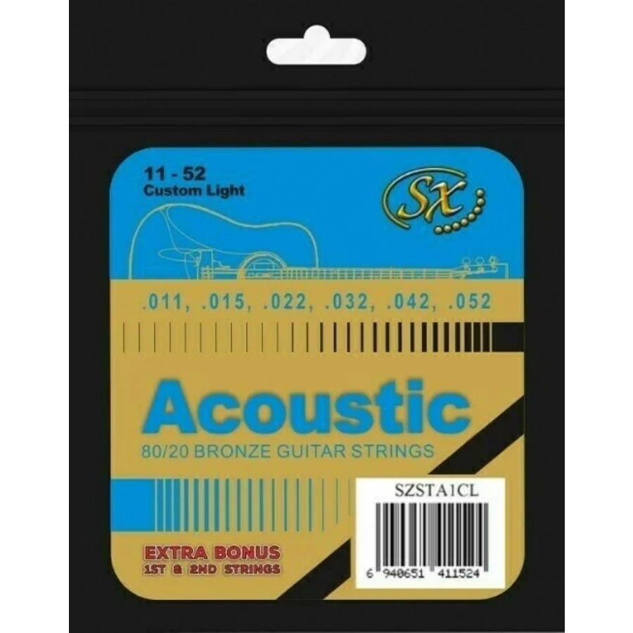 SX SZSTA1CL Custom Light 80/20 Bronze Takım Tel Akustik Gitar Teli 11-52