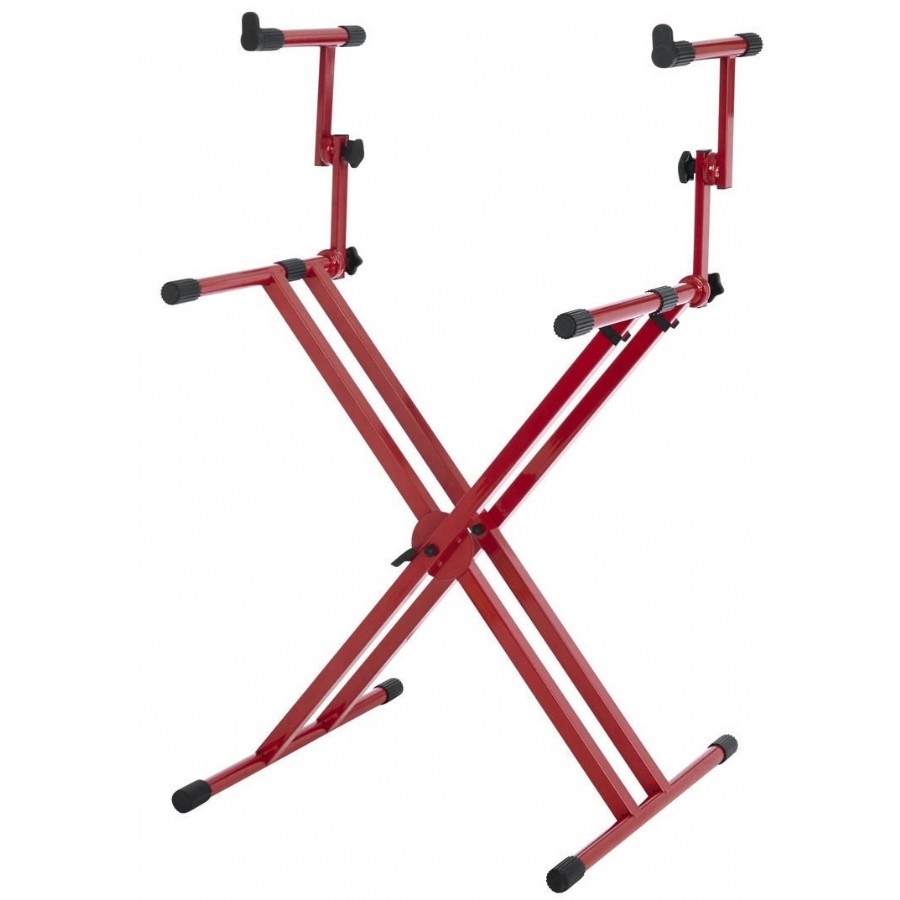 Gator GFW-KEY-5100X 2 Tier X Style Keyboard Stand Red Çift Katlı Klavye Standı