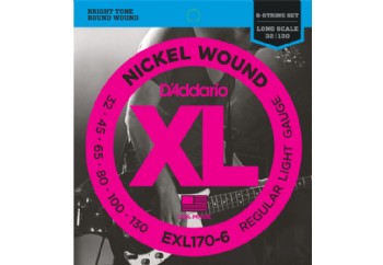 DAddario EXL170-6 Nickel Wound 6-String Bass, Light, Long Scale - Fırsat Reyonu Takım Tel - 6 Telli Bas Gitar Teli 032-130