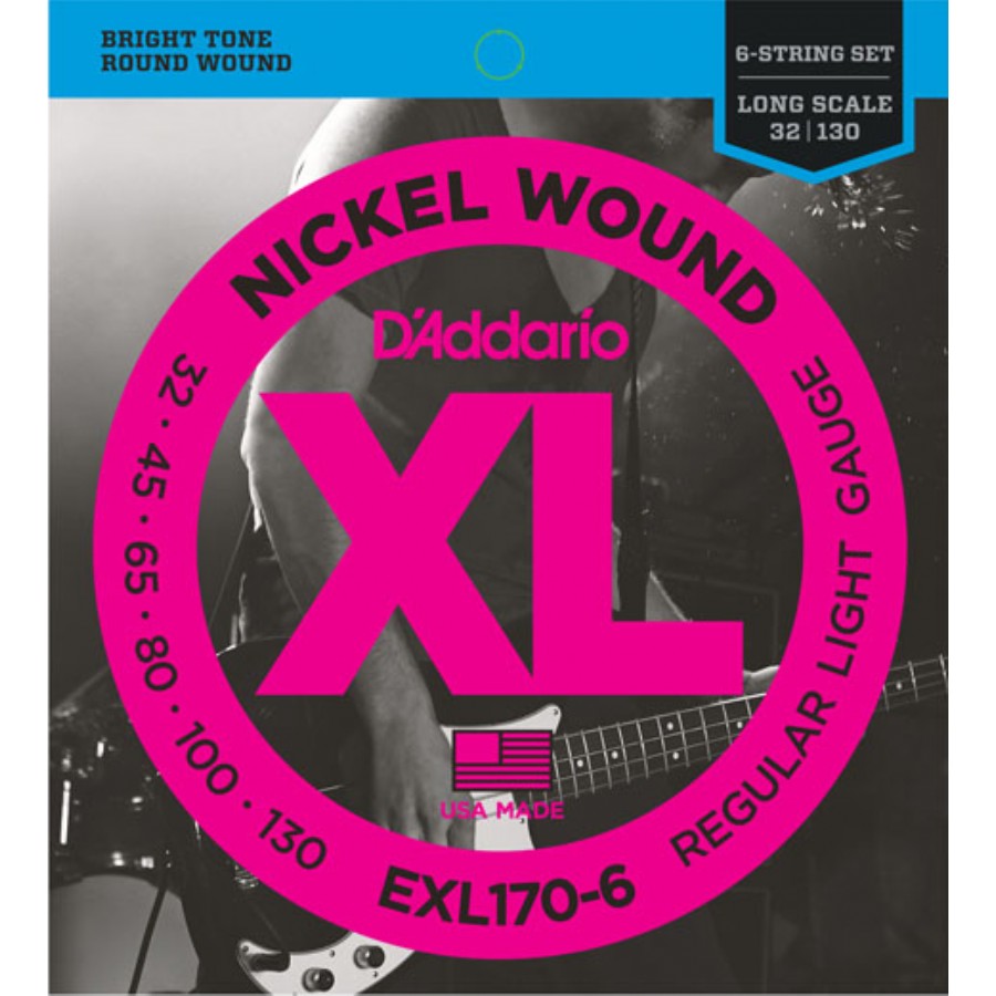 DAddario EXL170-6 Nickel Wound 6-String Bass, Light, Long Scale - Fırsat Reyonu Takım Tel 6 Telli Bas Gitar Teli 032-130
