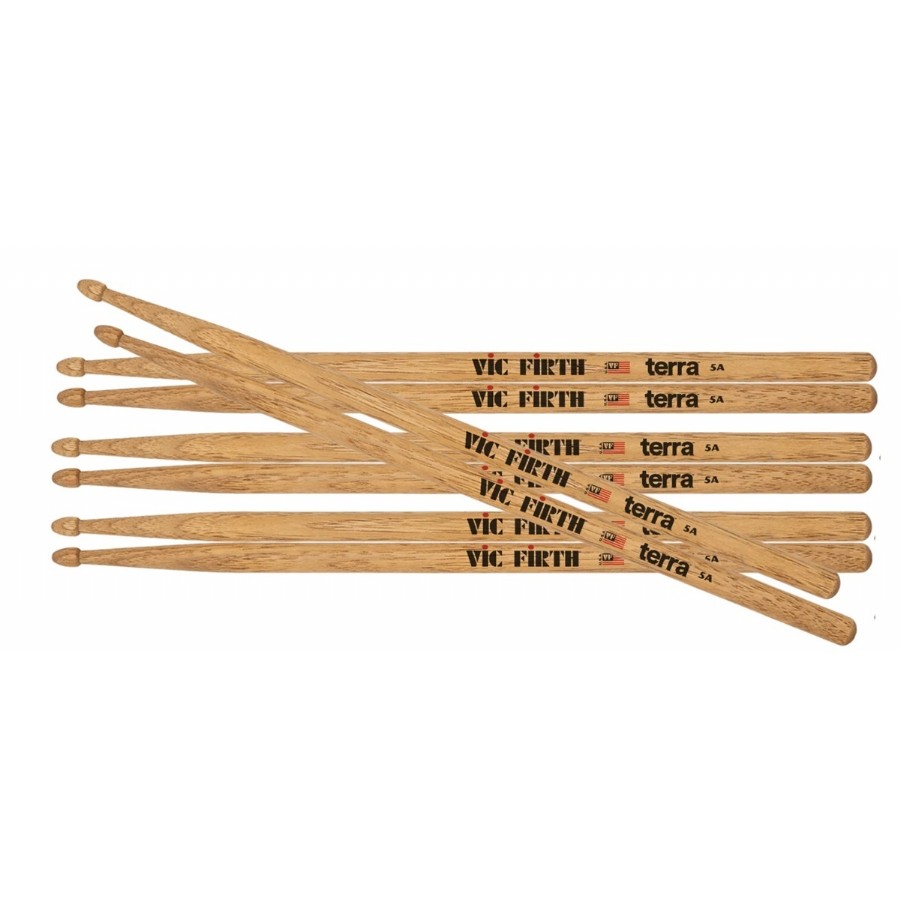 Vic Firth American Classic 5AT Terra Series Drumsticks 4 Lü Paket 5A Baget