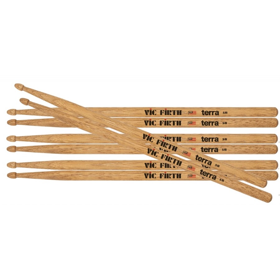 Vic Firth American Classic 5BT Terra Series Drumsticks 4 Lü Paket 5B Baget