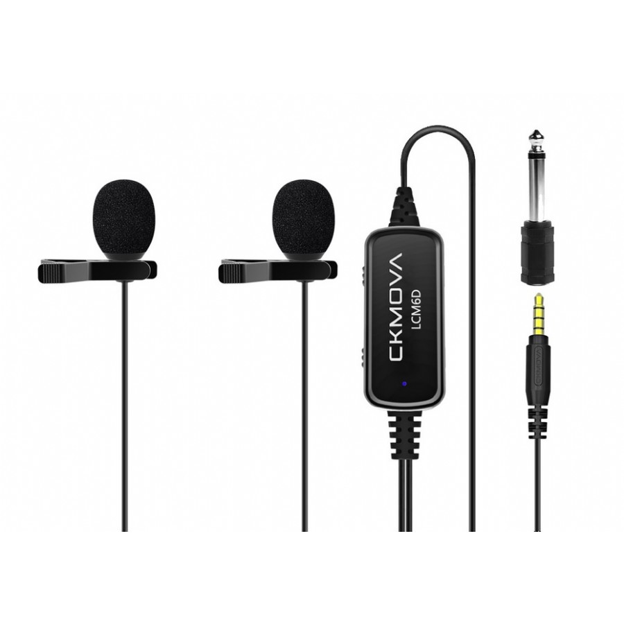 CKMOVA LCM6D Broadcast Quality Dual-head Lavalier Microphone for DSLR 2'li Condenser Yaka Mikrofonu